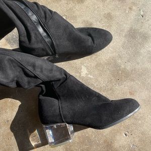 Knee high boots with Clear Heel, Size 9